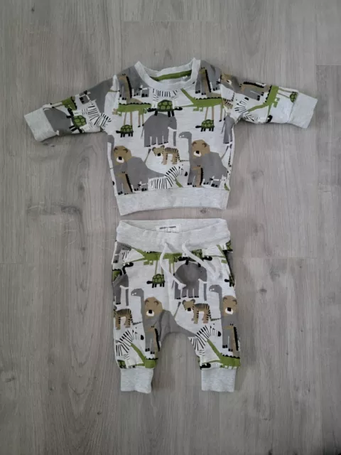 Next Baby Boy Grey Animal Jumper And Trousers Set Age 3-6 Months