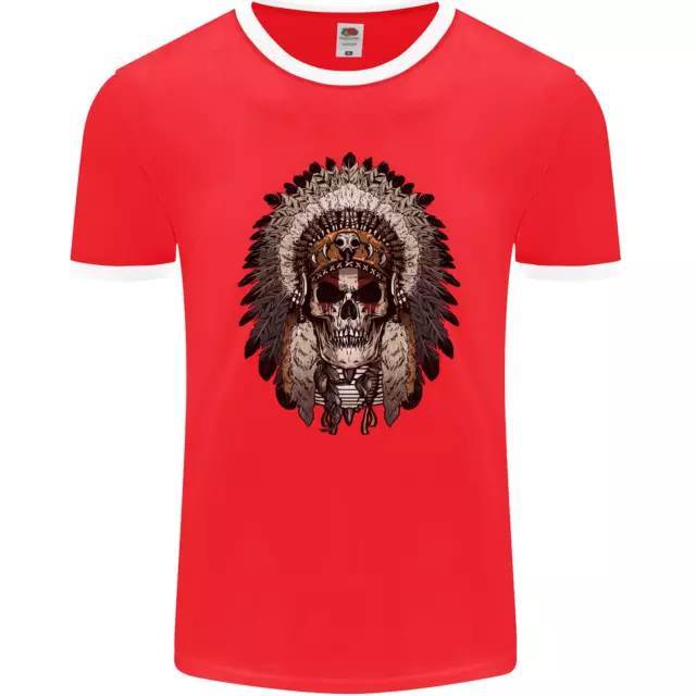 T-shirt Ringer teschio indiano nativi americani fotol 3