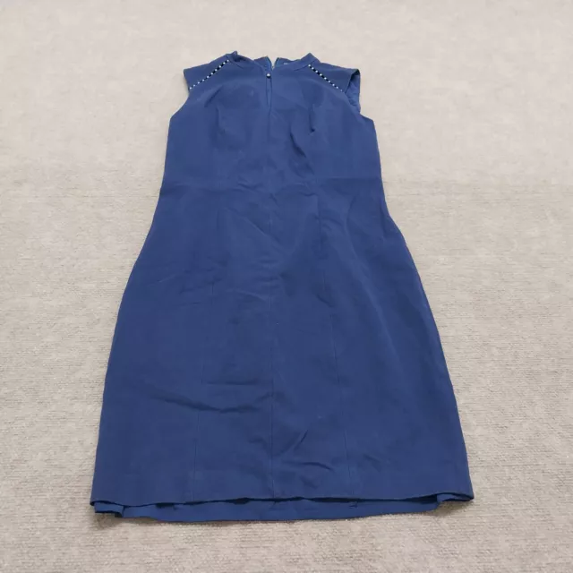 Elie Tahari Womens Size 4 Sleeveless Blue Embellished Knee Length Shift Dress