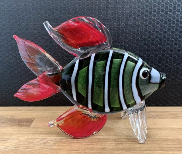 XL Glasfigur Fisch Skulptur Dekofigur Glaskunst Kristallglas Statue Murano Art