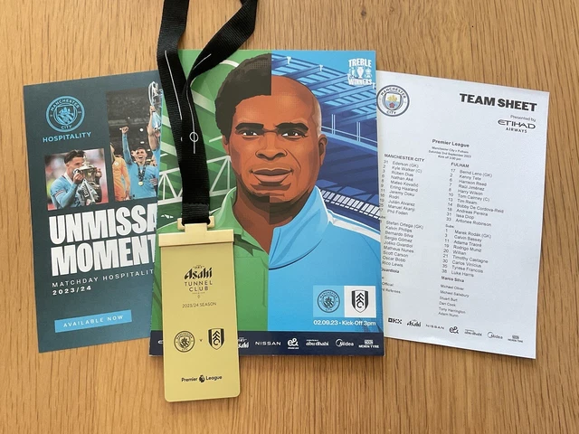 MAN CITY V FULHAM   OFFICIAL PROGRAMME,Team Sheet  & Pass Lanyard 23/24
