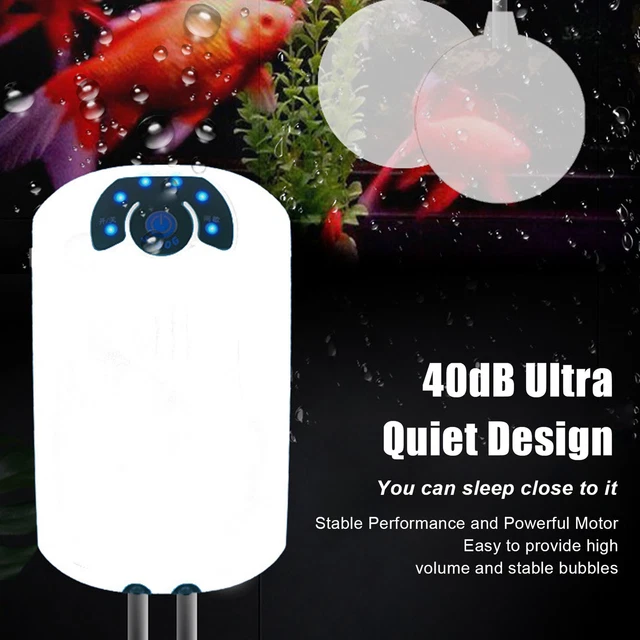 Aquarium Oxygen Pump Silent 2 Outlets Small Portable Fish Tank Air Bubbler P Bs3