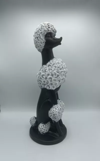 Vintage Royal Haeger Poodle Dog Statue Large 18" Black White Art Deco Pottery