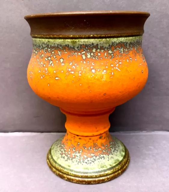 Keramik-Pokal  Überlacker  378/16  Vase  Schale auf Fuß - Höhe 16,5 cm Fat Lava