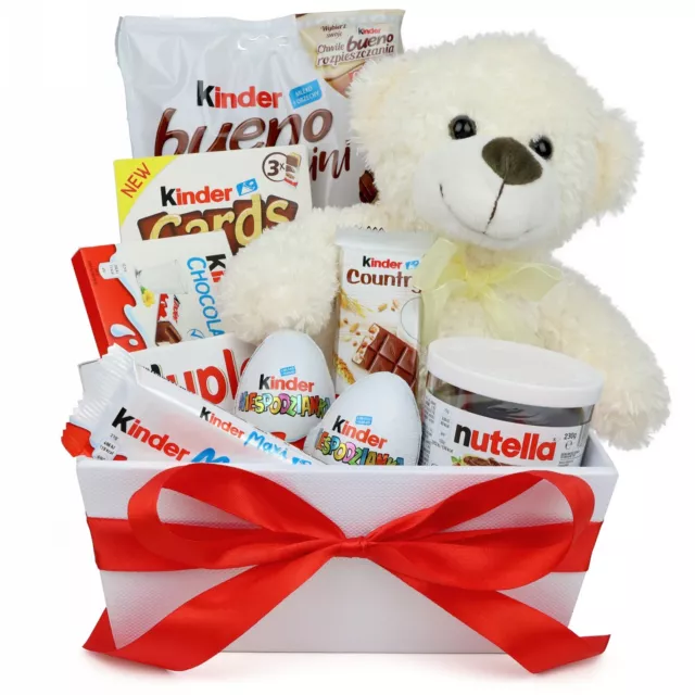 Geschenkkorb Süßigkeiten - Geschenke für Kinder mit Teddybär - Ideal für Party