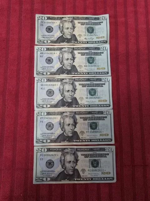 $20 Star Note Lot Of 5