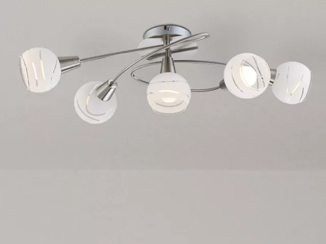 LED Deckenlampe 5flammig mit Glasschirmen, Deckenleuchte Rondell Wohnraum Flur