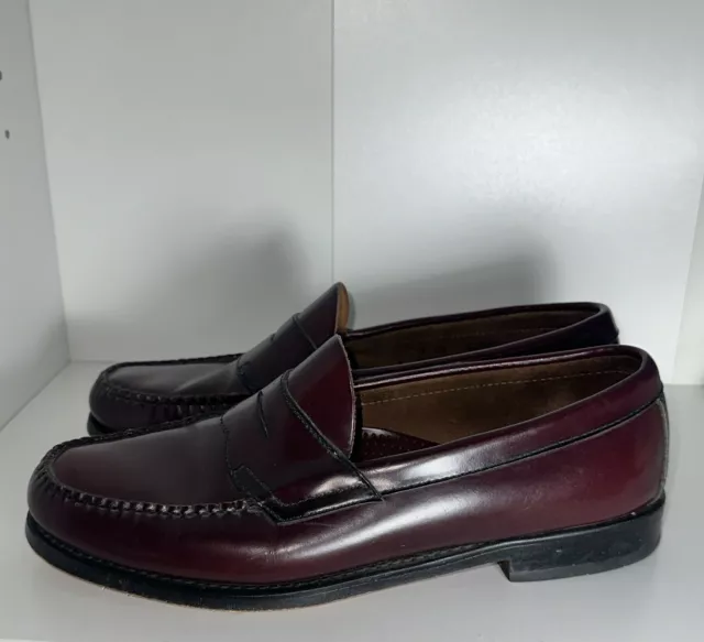 GH BASS WEEJUNS Burgundy Leather Slip On Penny Loafers Men Size 9 2E EE ...