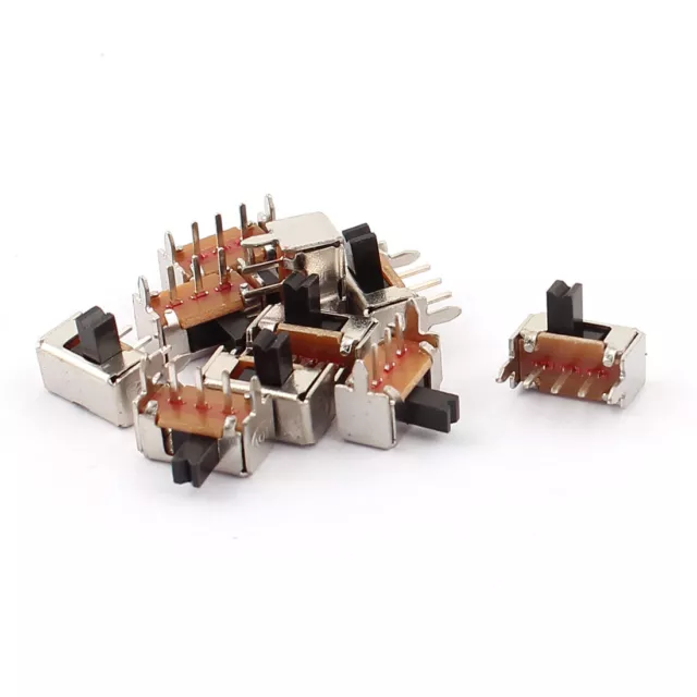 10 Pcs ON/OFF 2 Position 3 Poles SPDT Right Angle Panel PCB Mini Slide Switch