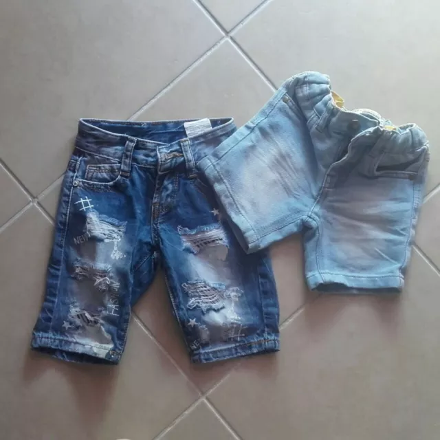 Lotto abbigliamento stock bambino neonato Bermuda jeans 6 9 mesi 2 pezzi