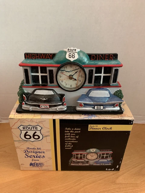 ROUTE 66 Highway Diner Clock-working, New in Box with AA, Nice Vintage decor!