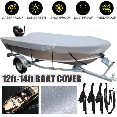 Trailerable Tinny Open Boat Cover 12ft-14ft Heavy Duty Marine Boat Waterproof