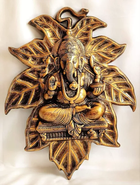 Décoratif Métal Ganesha Sur Feuille Tenture Murale Modèle Statue Pour Home Décor