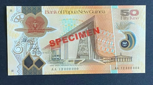 PAPUA NEW GUINEA 50 KINA  *SPECIMEN*  2012 Prefix AA P32s UNC (Lot #211)