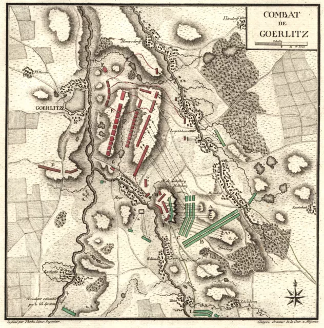 Görlitz Schlacht 1757 Original Kupferstich Cöntgen 1789