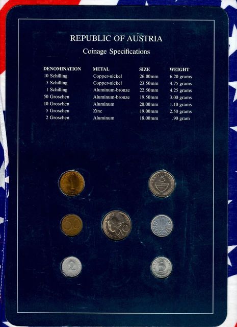 Coin Sets of All Nations Austria UNC 1982-1986 1 & 10 Schilling 1986 2