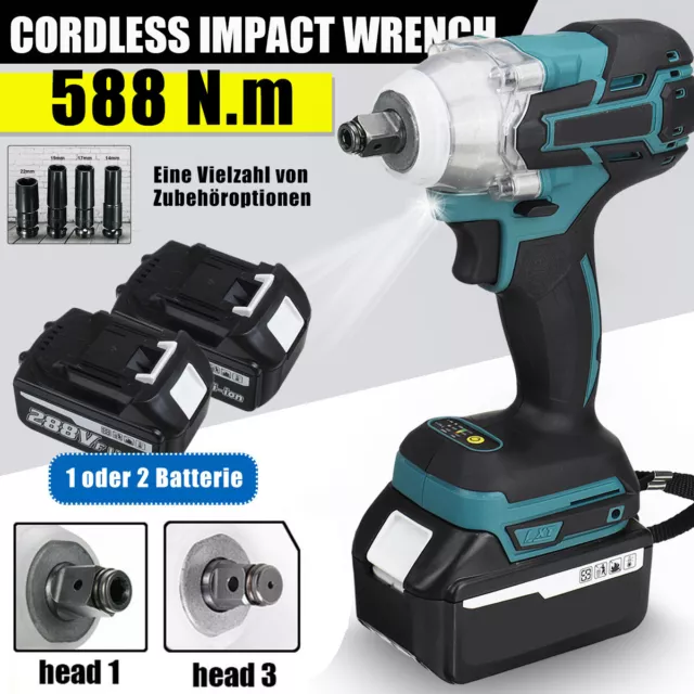 588 Nm Cordless Impact Wrench For Makita Blue Brushless 1/2'' 18V Li-ion Driver
