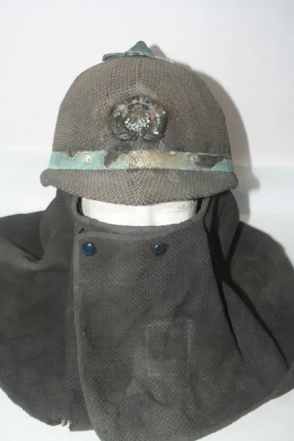 WW2 Japanese firefighter quilted coat helmet sashiko flap original shobo