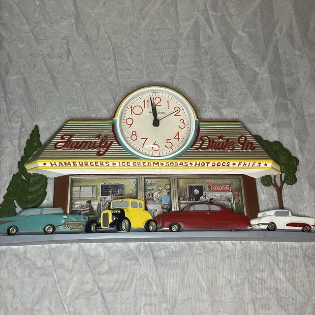 WORKS VINTAGE HOMCO Quartz Family DriveIn Diner Wall Clock Coca Cola