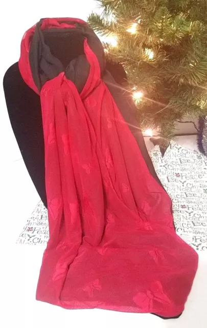 Disney Parks Minnie Mouse Bows Sheer Cover Up Red Black Scarf