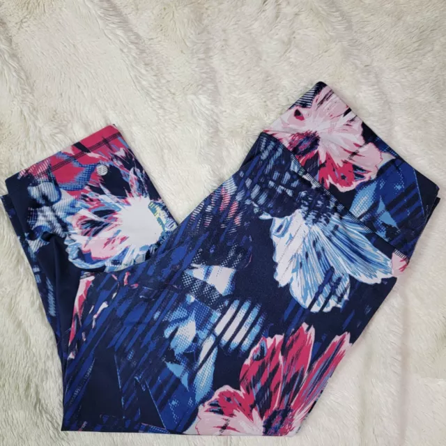 Z by Zella High Waisted Leggings Women's Size 2X Blue Floral Crop Women's Pants