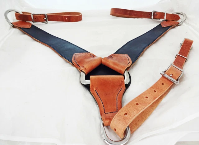 Breast Collar Roper Navy Blue Russet Harness Leather Horse Tack Stainless Steel