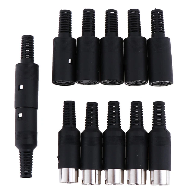 DIN-Stecker Buchse 3–8 Polig – Gerader Kabelstecker (männlich), Chassis- Oder Kabelmontage, PVC-Körper, 1 A / 100 V AC