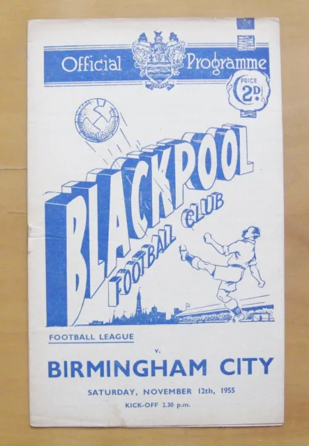 BLACKPOOL v BIRMINGHAM CITY 1955/1956 *VG Condition Football Programme*