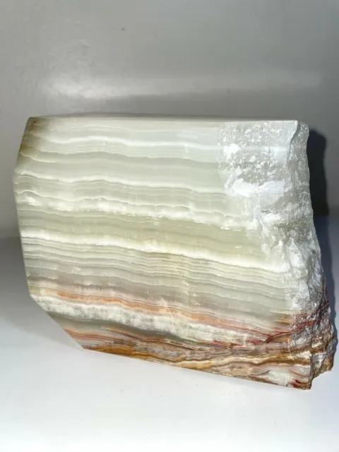 Vtg White Marble Onyx Heavy Paper Weight Bookend Slab Polished Stone/ 4.95Lb