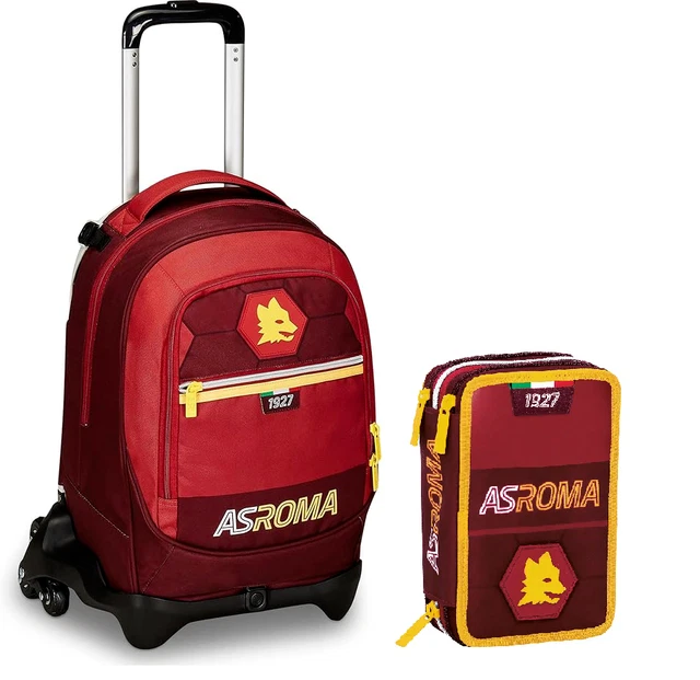 Portapenne AS Roma - Astuccio Scuola Bambino, Giallo Rosso, Con Zip, Accessorio Zaino - Foto 2