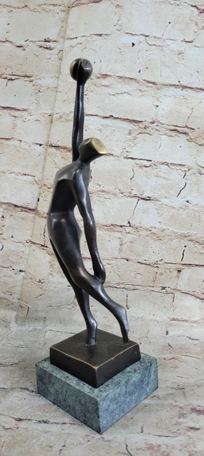 Vtg Abstract Mid Century Modern Brutalist Bronze Volleyball Sports Art Sculpture