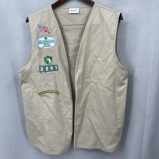 GIRL SCOUT CADETTE Beige Senior Vest Uniform Womens Size XL Unicorn