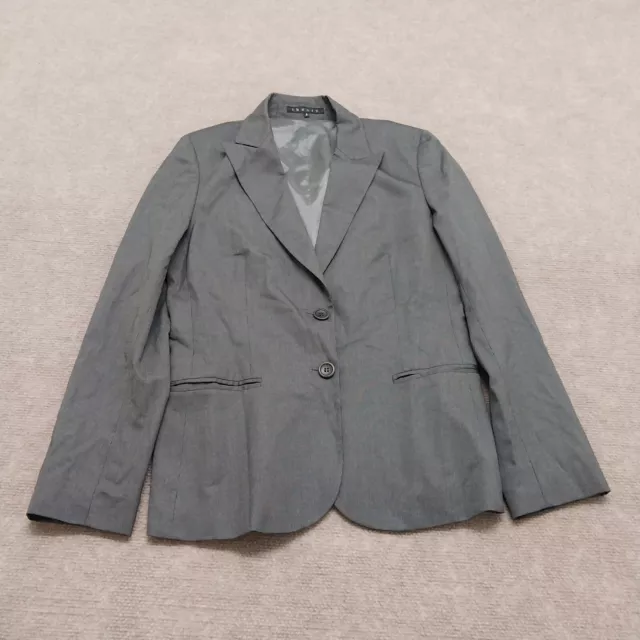 Theory Womens Size 8 Long Sleeve Gray Two Button Blazer Jacket