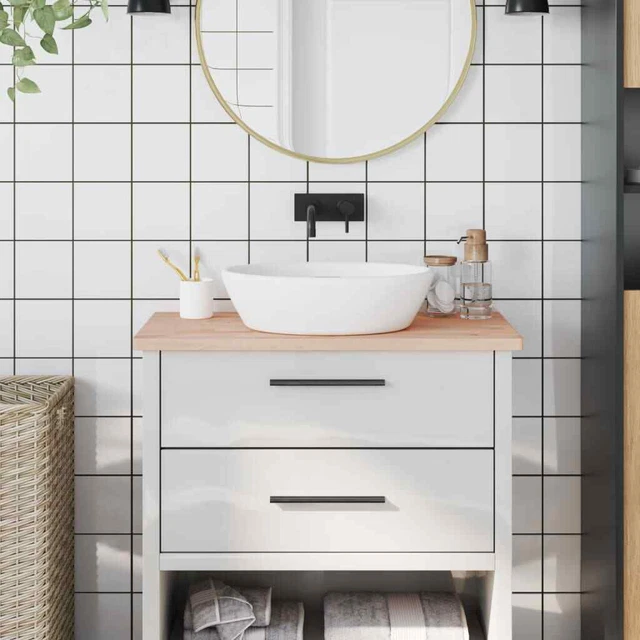 Waschtischplatte Arbeitsplatte Waschtischkonsole Platte Massivholz Buche vidaXL