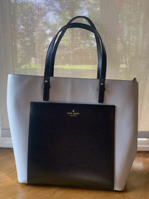 Kate Spade  Color Block Tote Light Grey/ Black