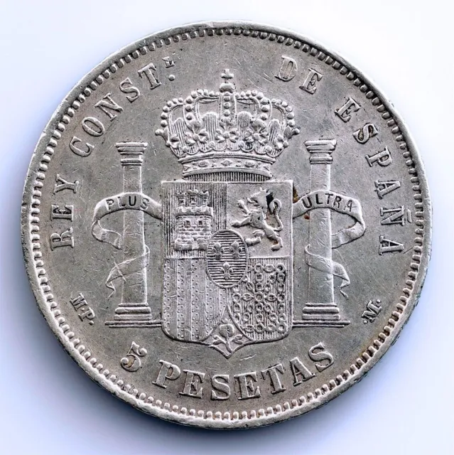 Spain-Alfonso XIII. 5 Pesetas. 1889*-89. Madrid. MBC+/VF+ Silver 25 g. Glow 2