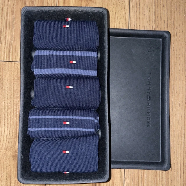 TOMMY HILFIGER BNIB Mens 5 Pack/Pairs Logo Socks Size UK 9-11 Navy MIXED!