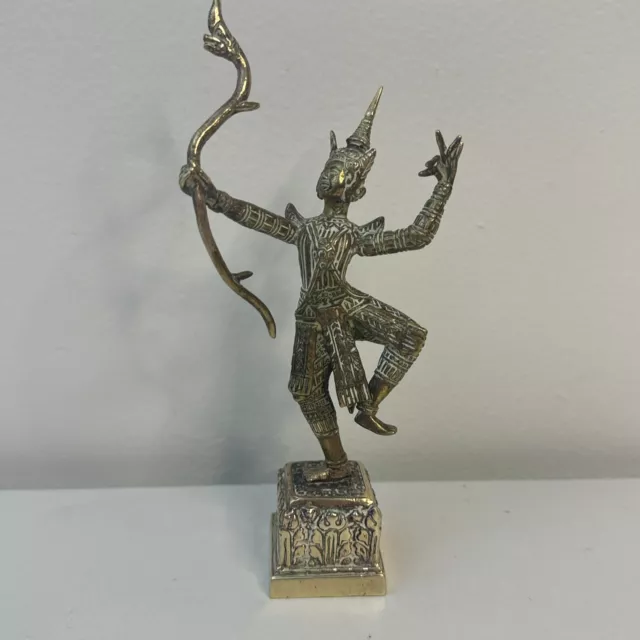 Statue Brass Asian Thai Hindu Prince Phra Rama With Bow Bronze  Height 10 inch