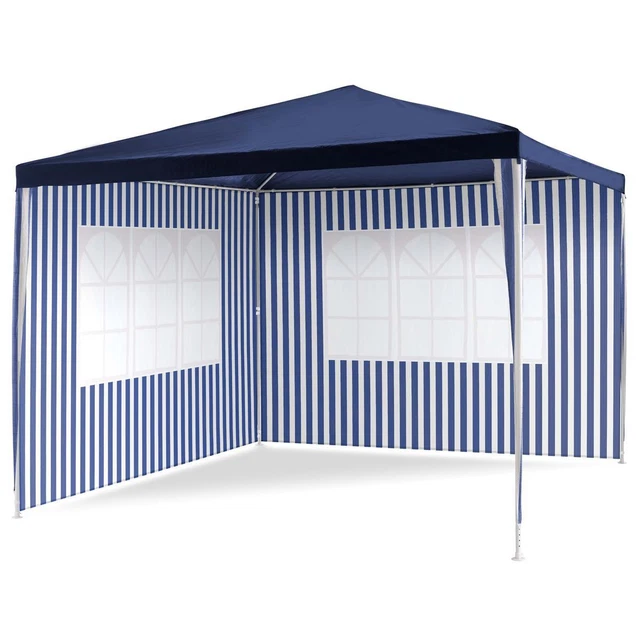 Pavillon Partyzelt 3x3m blau weiß wasserdicht + 2 Seitenteile Marktzelt Festzelt