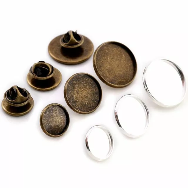 10pcs 12-20mm Cufflink Blank Setting Brooch Style Cabochon Base Jewelry Findings