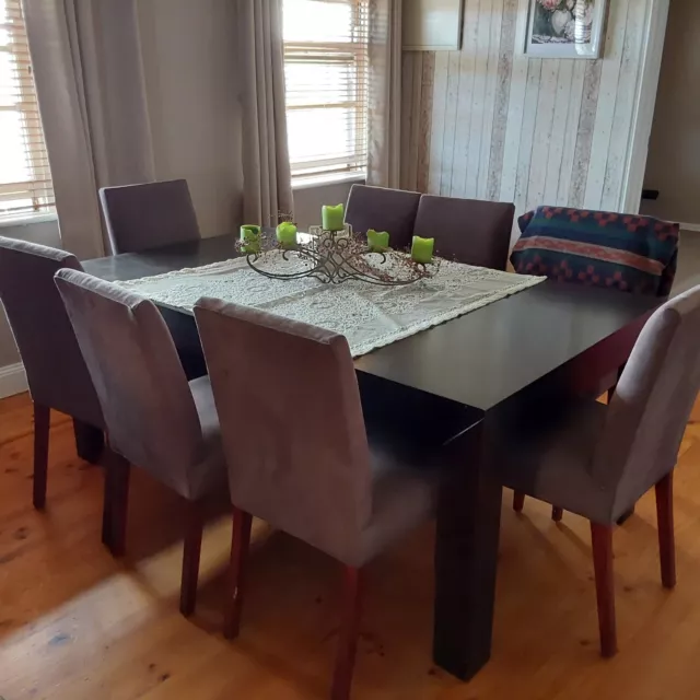 Timber Dining Suite   1 x Table 8 x Suede Chairs
