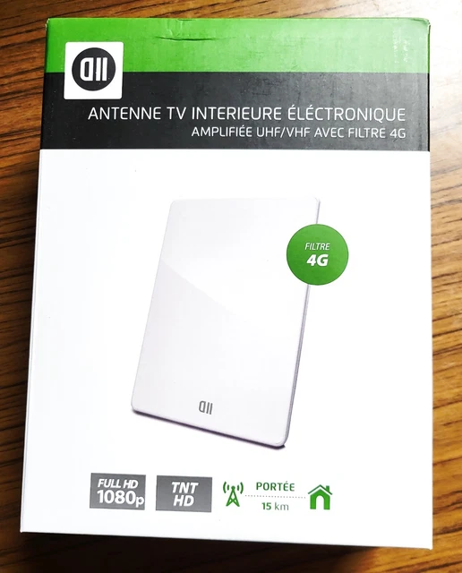 Antenne TV Intérieure 36 DBI Avec Amplificateur | Portée Jusqu'à 200 Km, Compatible TNT HD 4K | Pour VHF/UHF/FM - 5