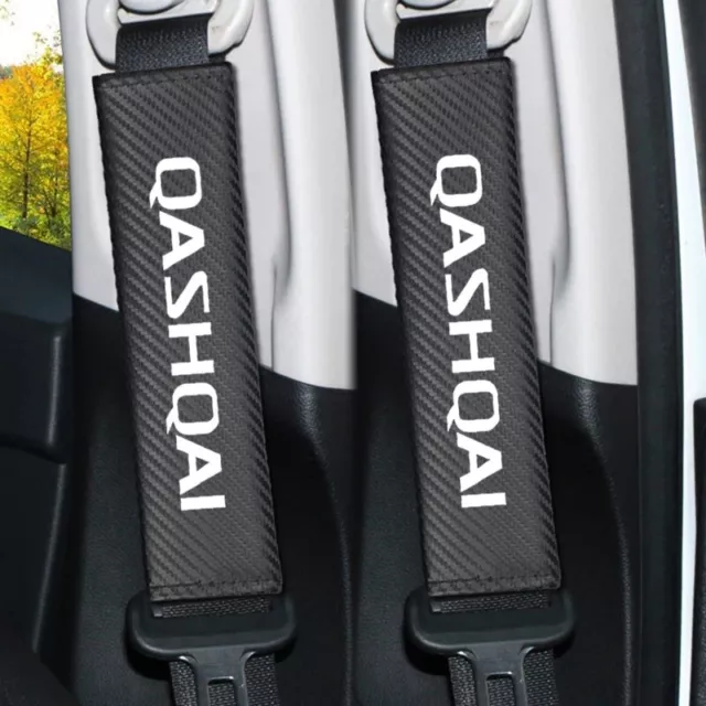 2Pcs Nissan Qashqai Shoulder Pad Cover Protector Seat Belt Carbon Fibre