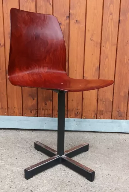 Silla de Escuela Pagholz Niño Vintage 60er Madera & Metal Silla Retro 70er