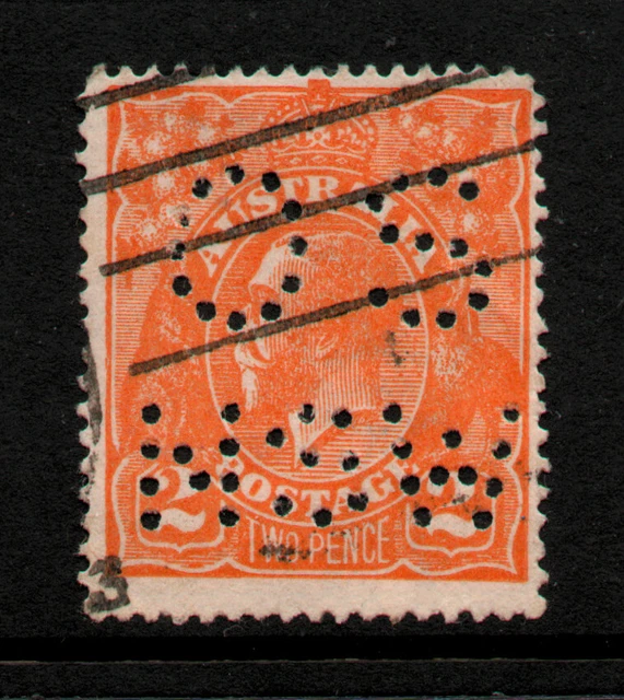 USED PERFIN 2d " KING GEORGE V " AUSTRALIA 1913-36