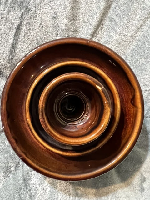 Vintage Brown Glazed Ceramic Telephone Insulator Marked Locke 6510 USA