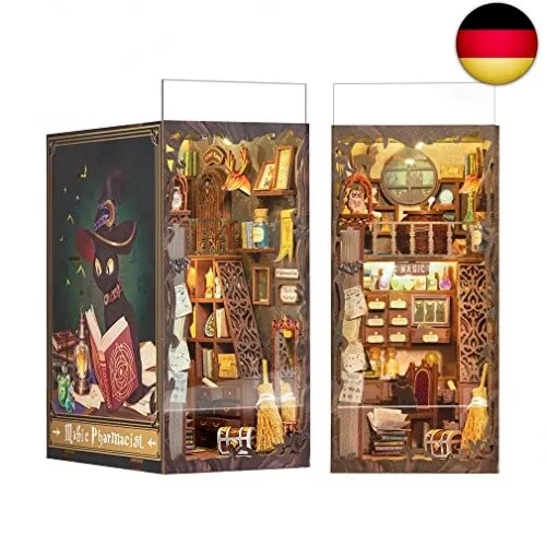 CUTEBEE Book Nook Kit mit Staubschutzhülle–DIY Puppenhäuser Miniatur Haus Kit mi