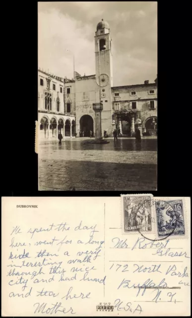 Postcard Ragusa Dubrovnik Ortsansicht, Platz mit Leuten 1950