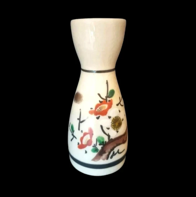 VINTAGE JAPANESE SAKE Pottery Bottle Decanter Crackled Glaze Hand