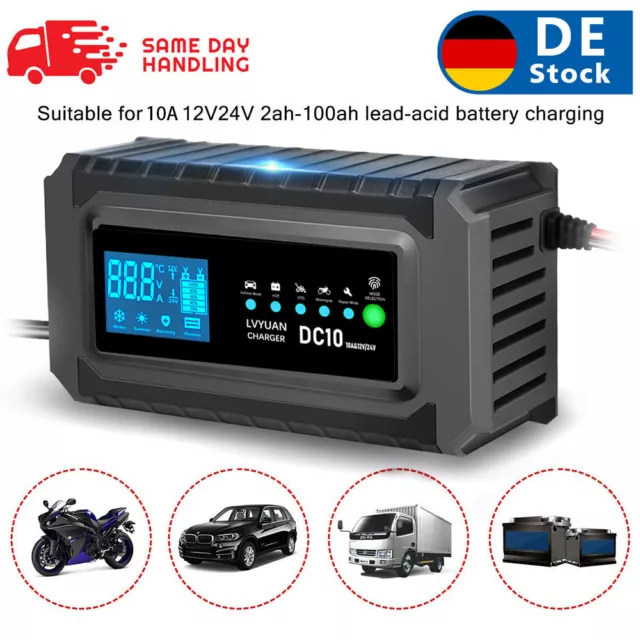 12V 24V Intelligente KFZ Auto Batterie Ladegerät Impuls Reparatur 10A/5A